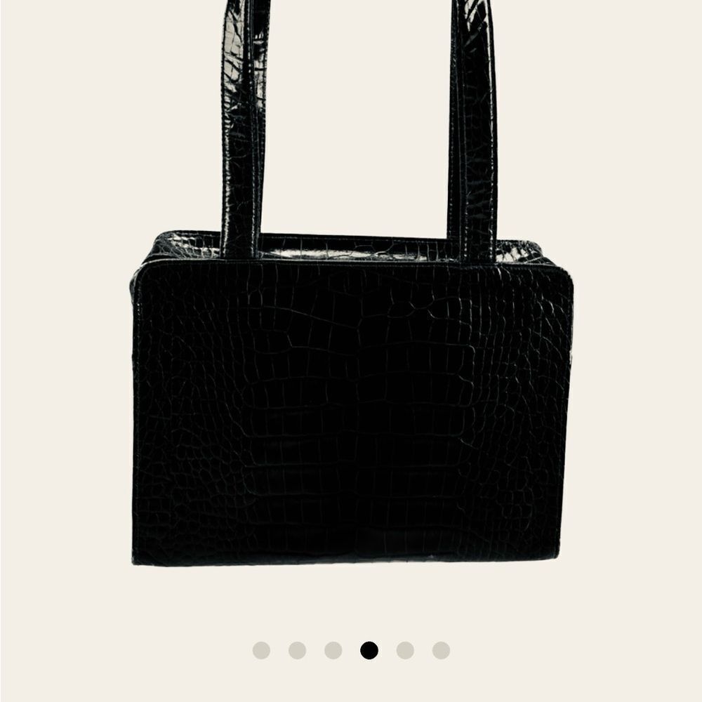 RALPH LAUREN COLLECTION Alligator Skin Leather Black Hand Bag Sterling Flap Tip - Picture 3 of 16